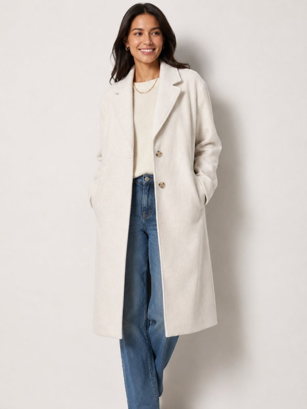NWT Old Navy Oversized Long Coat Single Breasted Ivory Large
